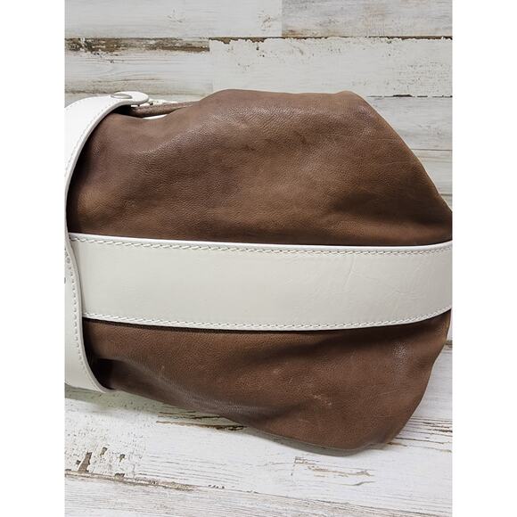 Gryson Olivia Brown "Skye" Made In Italy Two Toned Leather Satchel Bag - Picture 16 of 16